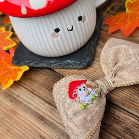 Hair Bow with Autumn- Inspired Embroidery