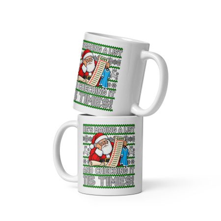 Funny Man City Christmas Mug – White Ceramic 11oz – Santa 115 Charges Design