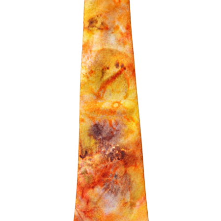 Pure Silk Hand Dyed Statement Tie In Bold Oranges, Yellows and Brown.