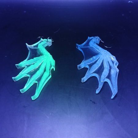 Wicked Wings: Skeletal – handmade resin earrings | wing | UV, glow