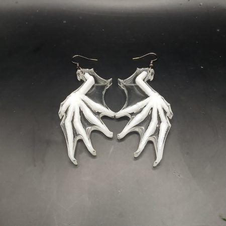 Wicked Wings: Skeletal – handmade resin earrings | wing | UV, glow