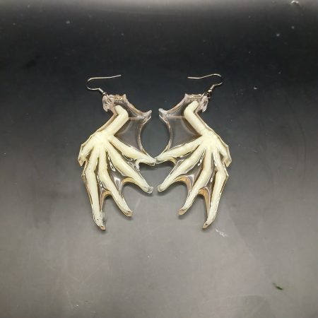 Wicked Wings: Skeletal – handmade resin earrings | wing | UV, glow