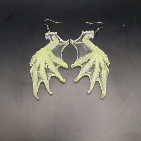 Wicked Wings: Skeletal – handmade resin earrings | wing | UV, glow