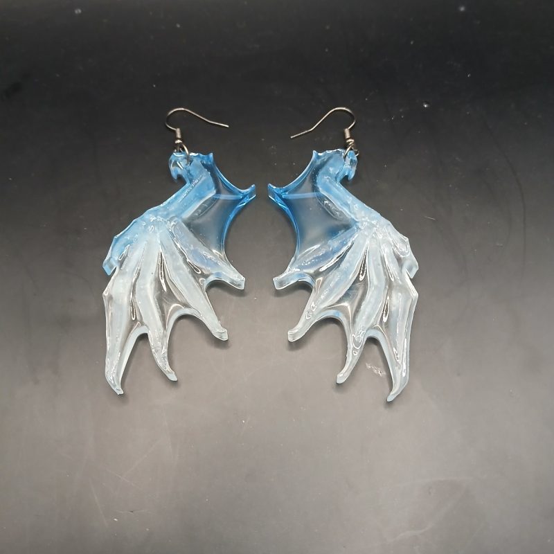 Wicked Wings: Skeletal – handmade resin earrings | wing | UV, glow