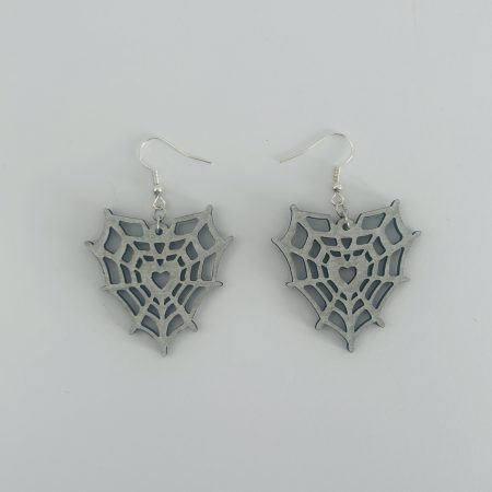 Heart-Shaped Spiderweb Handmade Halloween Earrings