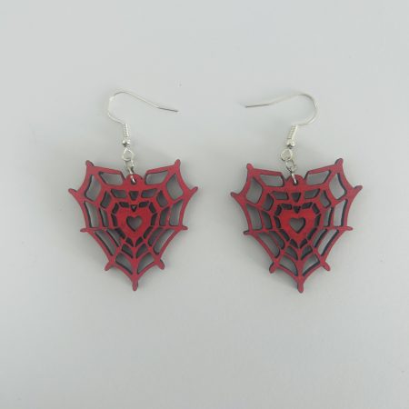 Heart-Shaped Spiderweb Handmade Halloween Earrings