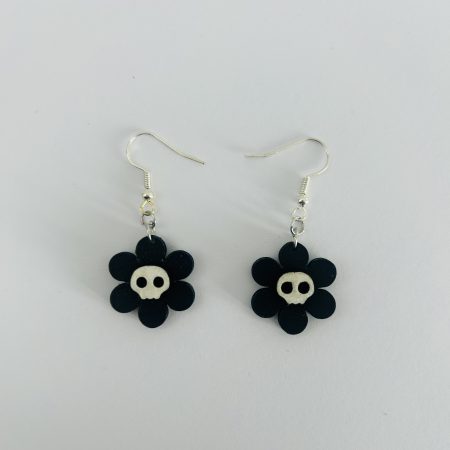 Handmade Halloween Flower Earrings: Pumpkins or Skulls