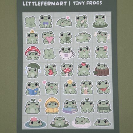 Tiny Frog Sticker Sheet | 34 Mini Frog Designs | Laminated Vinyl
