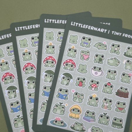 Tiny Frog Sticker Sheet | 34 Mini Frog Designs | Laminated Vinyl