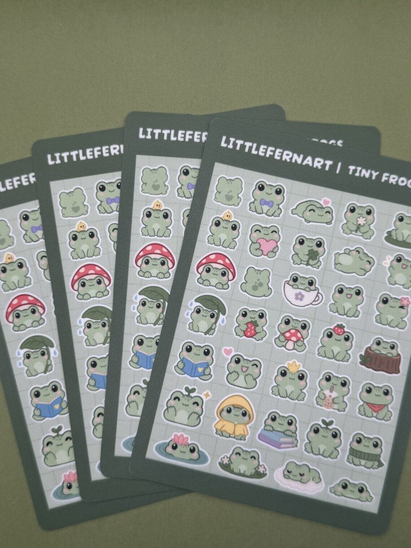 Tiny Frog Sticker Sheet | 34 Mini Frog Designs | Laminated Vinyl