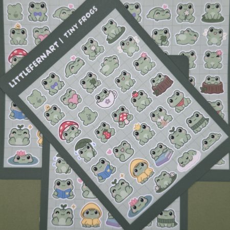 Tiny Frog Sticker Sheet | 34 Mini Frog Designs | Laminated Vinyl