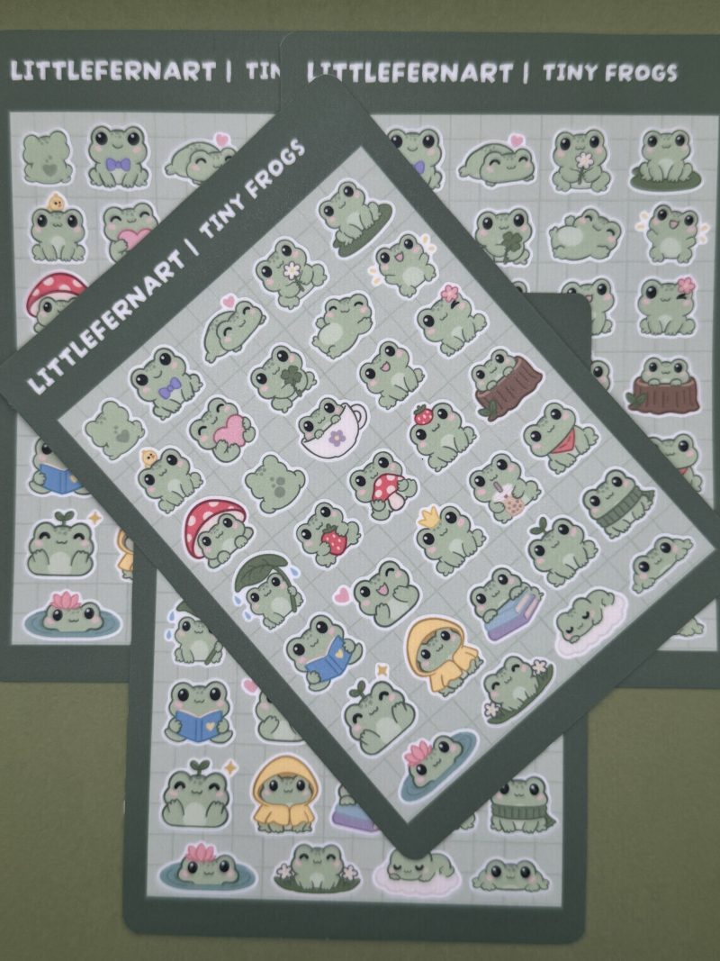Tiny Frog Sticker Sheet | 34 Mini Frog Designs | Laminated Vinyl
