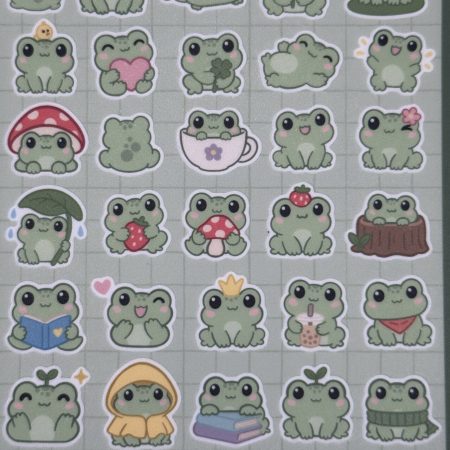 Tiny Frog Sticker Sheet | 34 Mini Frog Designs | Laminated Vinyl