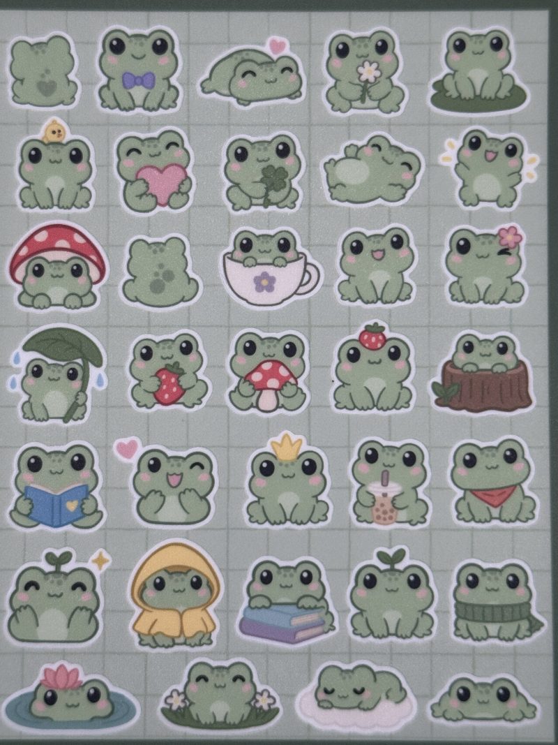 Tiny Frog Sticker Sheet | 34 Mini Frog Designs | Laminated Vinyl