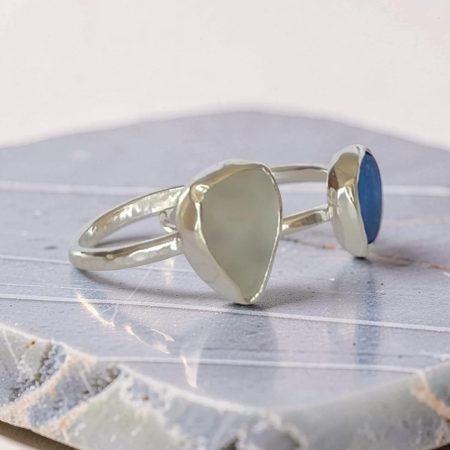 Silver Sea Glass Coastal Ring