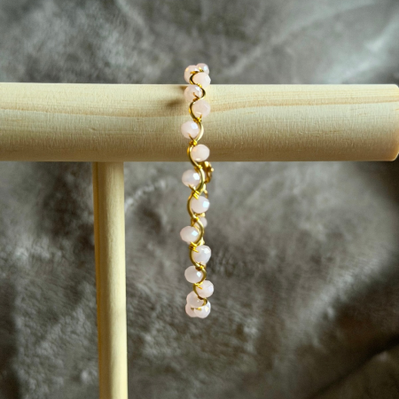 18k Gold Plated light pink crystal wavy adjustable bracelet