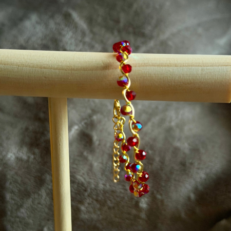 18k Gold Plated Red crystal wavy adjustable bracelet