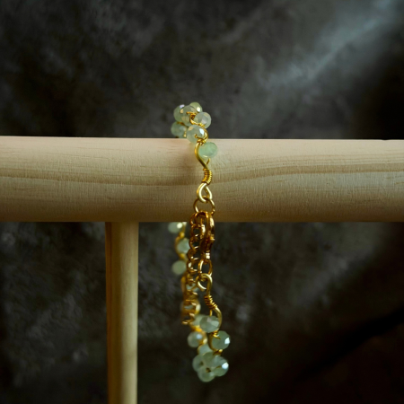 18k Gold Plated light green crystal wavy adjustable bracelet