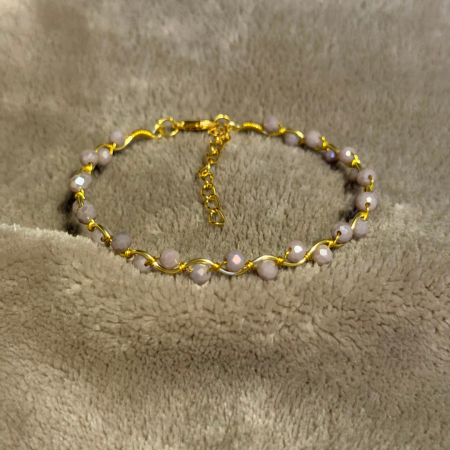 18k Gold Plated mauve crystal wavy adjustable bracelet