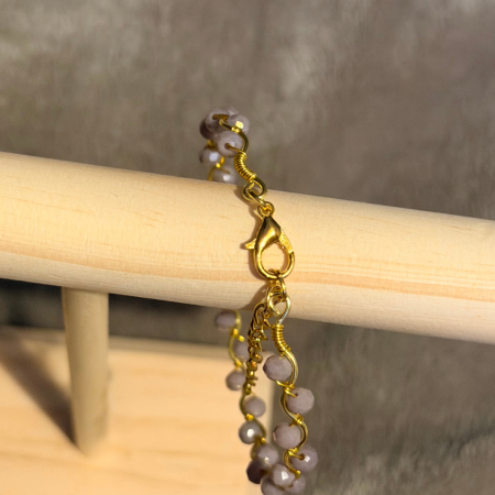18k Gold Plated mauve crystal wavy adjustable bracelet