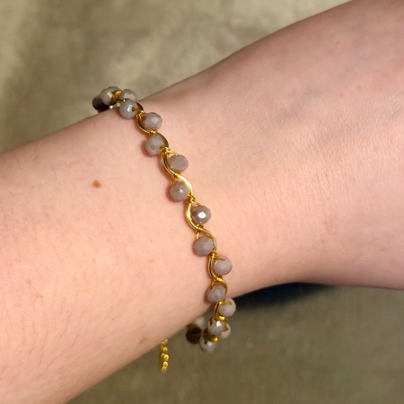 18k Gold Plated mauve crystal wavy adjustable bracelet
