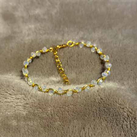 18k Gold Plated clear crystal wavy adjustable bracelet