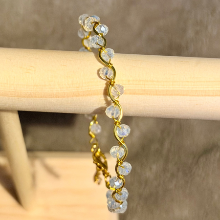 18k Gold Plated clear crystal wavy adjustable bracelet