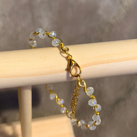 18k Gold Plated clear crystal wavy adjustable bracelet