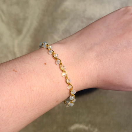 18k Gold Plated clear crystal wavy adjustable bracelet