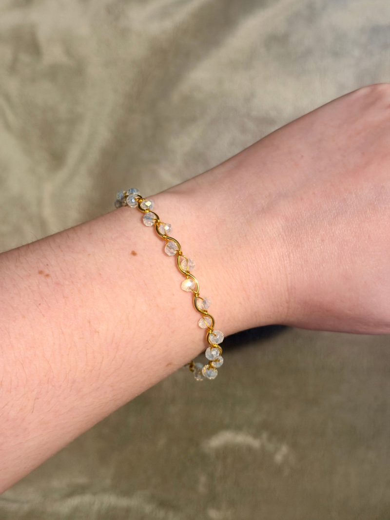 18k Gold Plated clear crystal wavy adjustable bracelet