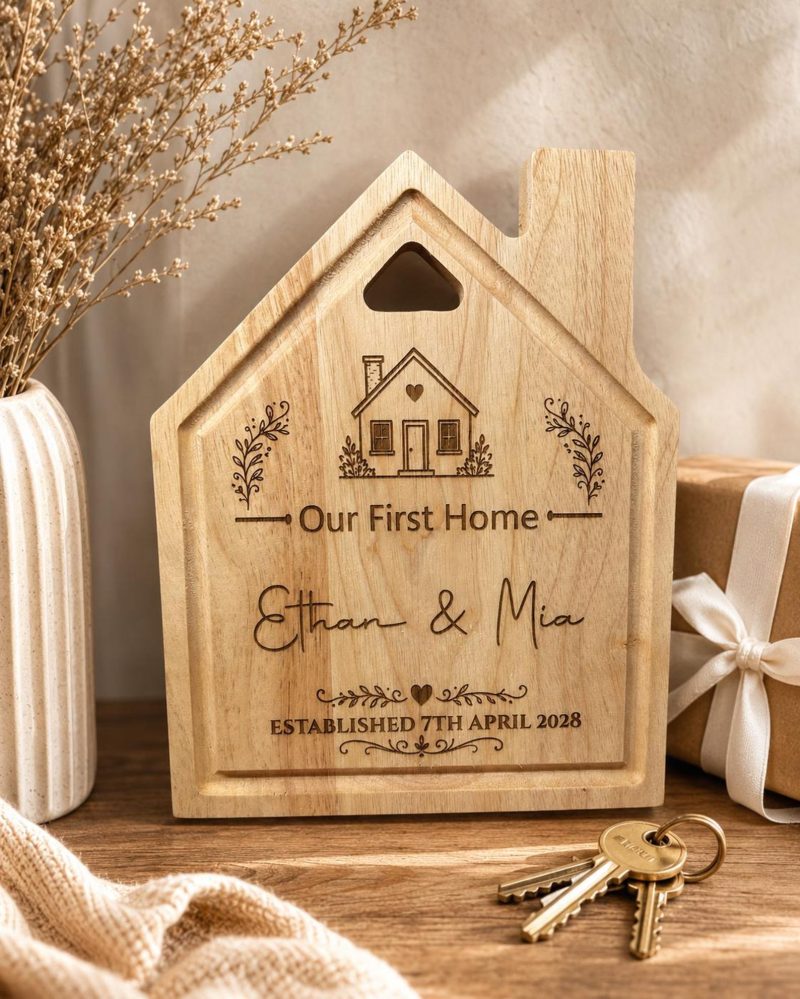 Personalised House Shaped Chopping Board, New Home Gift, Keepsake