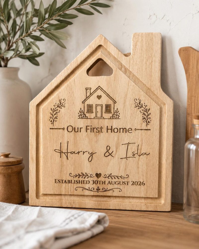 Personalised House Shaped Chopping Board, New Home Gift, Keepsake