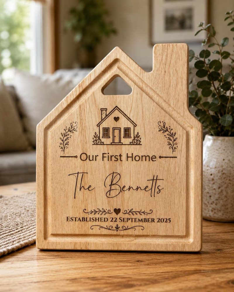 Personalised House Shaped Chopping Board, New Home Gift, Keepsake