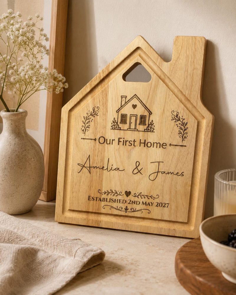Personalised House Shaped Chopping Board, New Home Gift, Keepsake