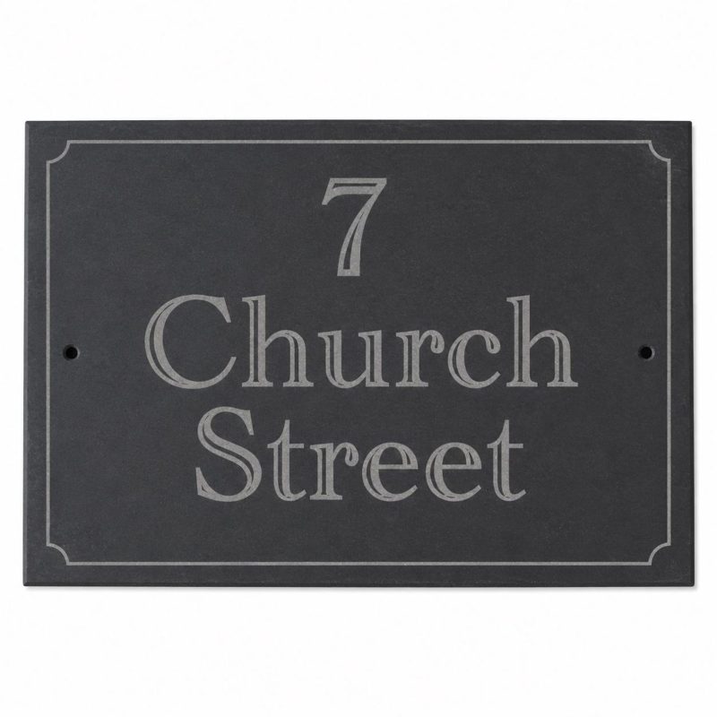 Personalised Natural Slate House Sign, Custom Door Number Plaque