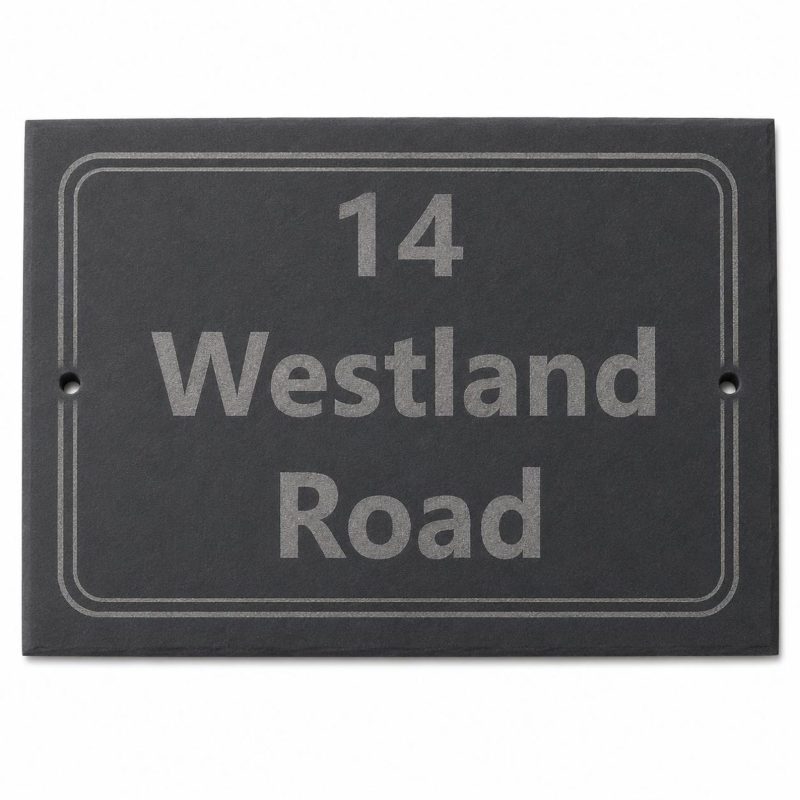 Personalised Natural Slate House Sign, Custom Door Number Plaque