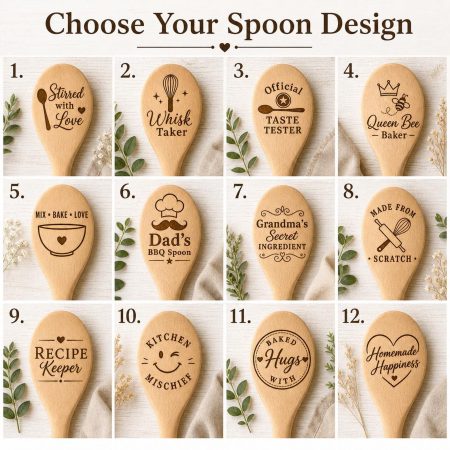 Personalised Spoon, Engraved Wooden Baking Spoon, Custom Kitchen Gift