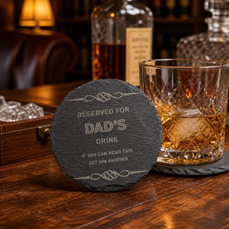 Dad Slate Coaster, Funny Reserved Drink Quote, Father’s Day, Birthday