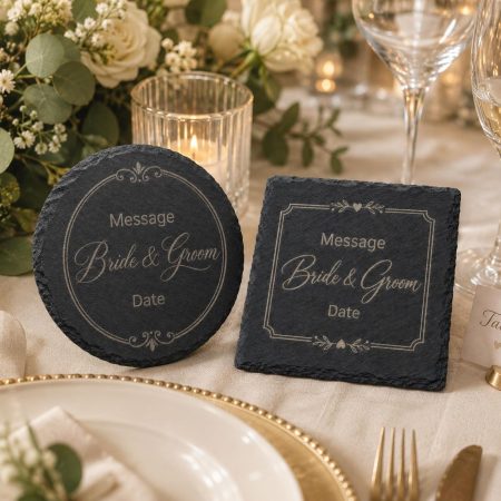 Slate Wedding Favour, Personalised Coaster, Custom Names Date, Gift