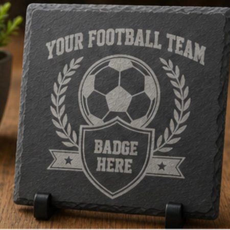 Football Coaster, Team Badge Gift, Personalised Club Crest Drink Mat