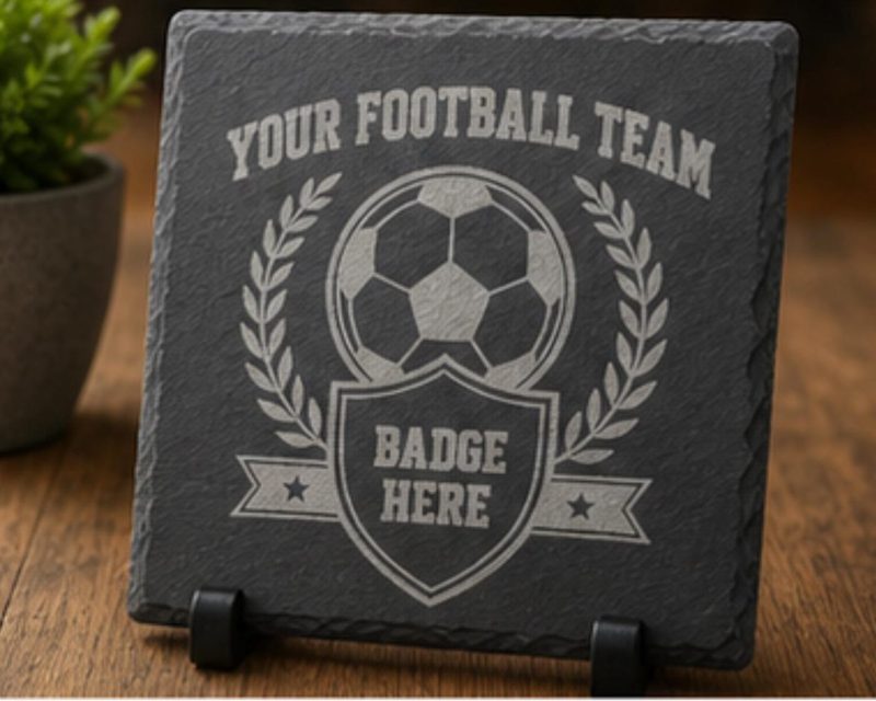 Football Coaster, Team Badge Gift, Personalised Club Crest Drink Mat