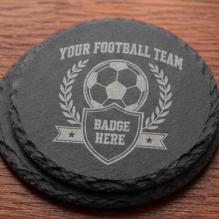 Football Coaster, Team Badge Gift, Personalised Club Crest Drink Mat