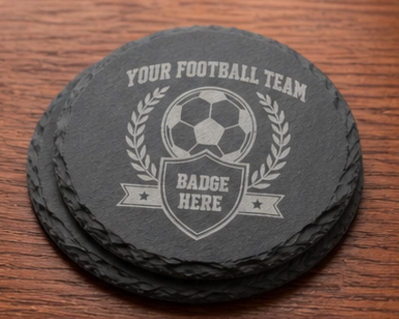 Football Coaster, Team Badge Gift, Personalised Club Crest Drink Mat