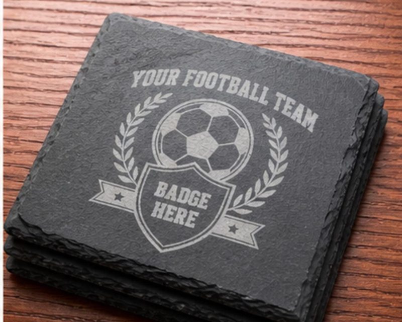 Football Coaster, Team Badge Gift, Personalised Club Crest Drink Mat