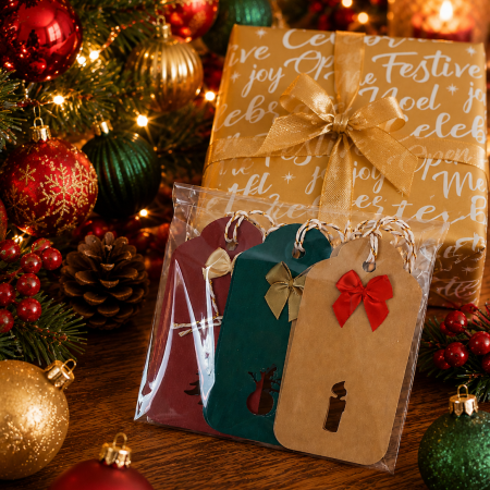Handmade Christmas Gift Tags, Set of 6 in 3 Different Designs