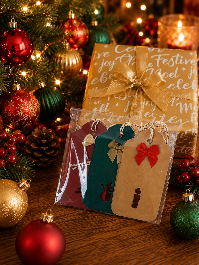 Handmade Christmas Gift Tags, Set of 6 in 3 Different Designs