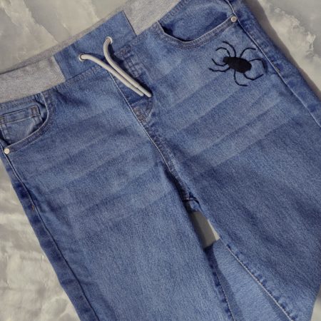 Hand embroidered Spider Web Jeans, unique and perfect for Halloween