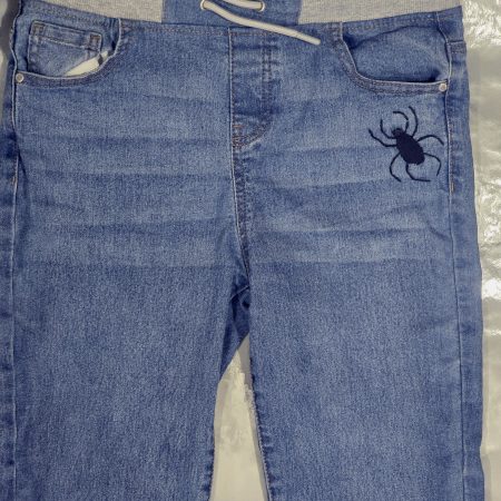 Hand embroidered Spider Web Jeans, unique and perfect for Halloween