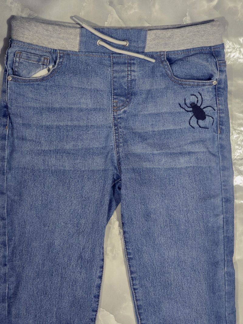 Hand embroidered Spider Web Jeans, unique and perfect for Halloween