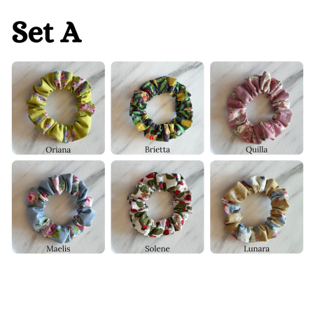 Set of 6 Handmade Cotton Small Scrunchies: Colorful Hair Accessories